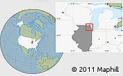 Savanna Style Location Map of ZIP code 60067, highlighted country, highlighted state, hill shading