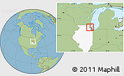 Savanna Style Location Map of ZIP code 60067, highlighted county, highlighted state