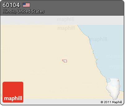 Classic Style 3D Map of ZIP Code 60104, single color outside
