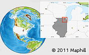 Physical Location Map of ZIP code 60107, highlighted country, highlighted state