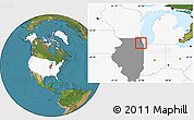 Satellite Location Map of ZIP code 60160, highlighted country, highlighted state