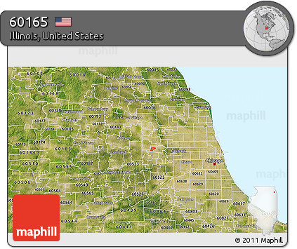 Satellite 3D Map of ZIP Code 60165