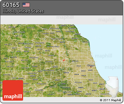 Satellite 3D Map of ZIP Code 60165