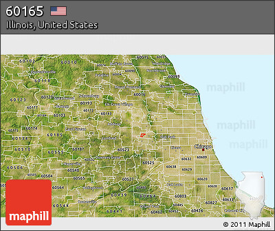 Satellite 3D Map of ZIP Code 60165