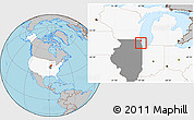 Gray Location Map of ZIP code 60201, highlighted country, highlighted state