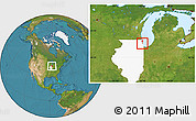Satellite Location Map of ZIP code 60201, highlighted state