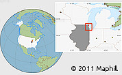 Savanna Style Location Map of ZIP code 60201, highlighted country, highlighted state