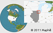 Satellite Location Map of ZIP code 60203, highlighted country, highlighted state