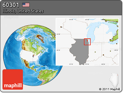 Physical Location Map of ZIP Code 60301, highlighted country, highlighted state