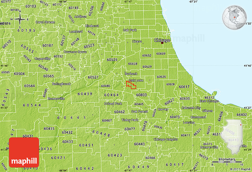 Physical Map of ZIP Code 60415