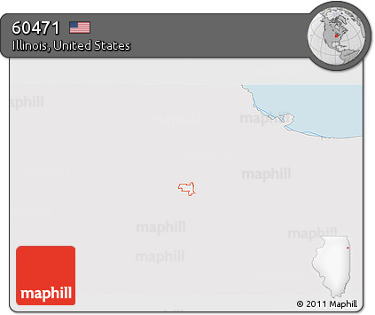 Silver Style 3D Map of ZIP Code 60471, single color outside