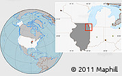 Gray Location Map of ZIP code 60482, highlighted country, highlighted state, hill shading