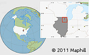 Savanna Style Location Map of ZIP code 60506, highlighted country, highlighted state