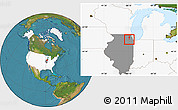 Satellite Location Map of ZIP code 60532, highlighted country, highlighted state