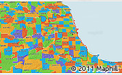 Political 3D Map of ZIP codes starting with 606