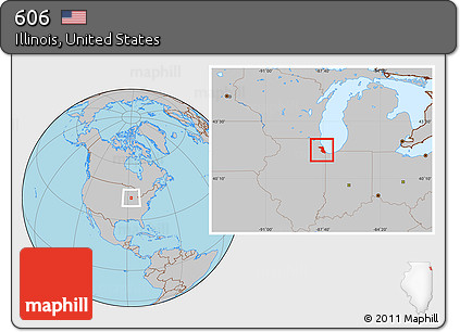 Gray Location Map of ZIP Codes Starting with 606
