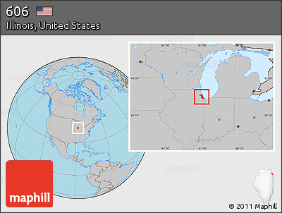 Gray Location Map of ZIP Codes Starting with 606