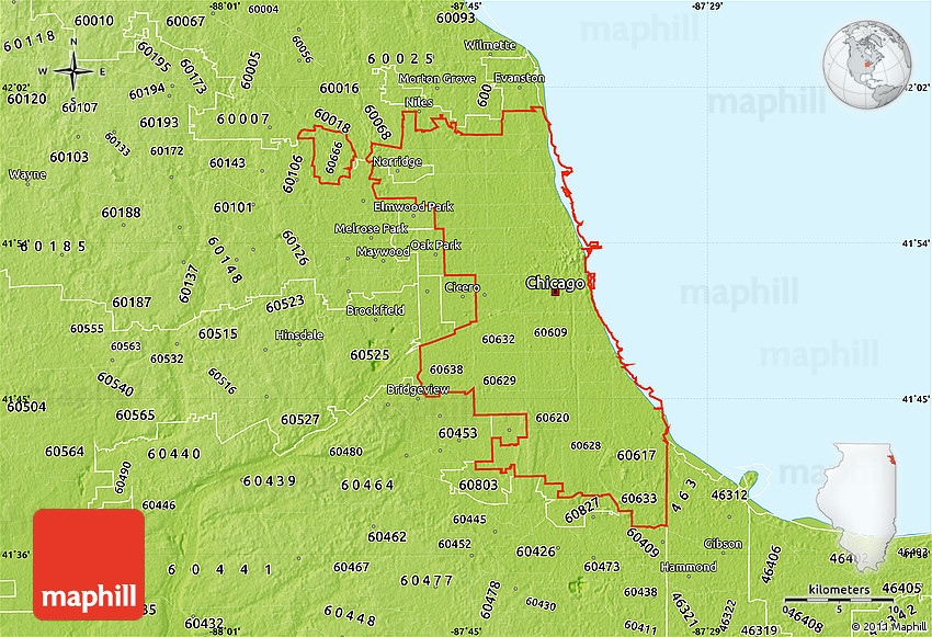 Physical Map of ZIP Codes Starting with 606