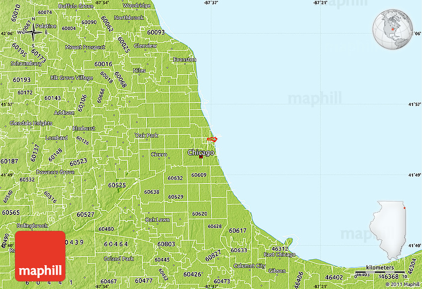 Physical Map Of ZIP Code 60601