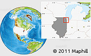 Physical Location Map of ZIP code 60629, highlighted country, highlighted state
