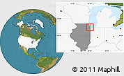 Satellite Location Map of ZIP code 60637, highlighted country, highlighted state