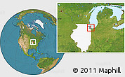 Satellite Location Map of ZIP code 60637, highlighted county, highlighted state