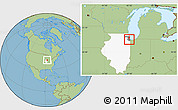 Savanna Style Location Map of ZIP code 60643, highlighted county, highlighted state