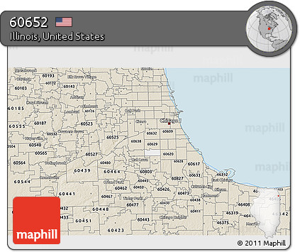 Classic Style 3D Map of ZIP Code 60652