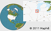 Satellite Location Map of ZIP code 60707, highlighted country, highlighted county