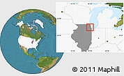 Satellite Location Map of ZIP code 60707, highlighted country, highlighted state