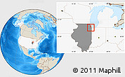 Shaded Relief Location Map of ZIP code 60805, highlighted country, highlighted state