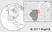 Blank Location Map of ZIP code 60827, highlighted country, highlighted state