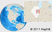 Shaded Relief Location Map of ZIP code 61874, highlighted county, highlighted state
