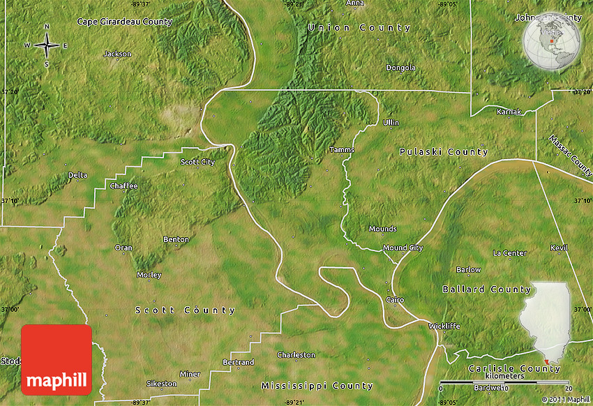 Satellite Map of Alexander County