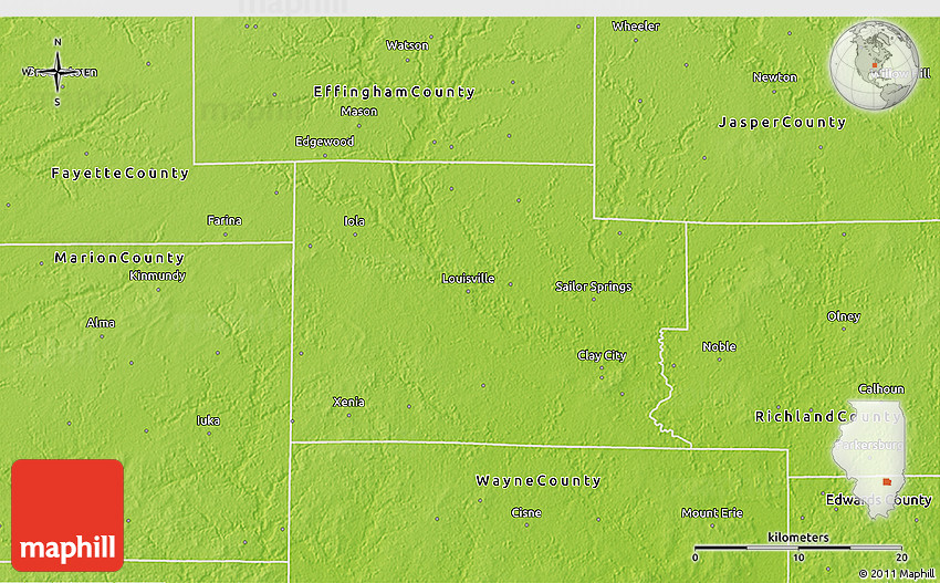Physical 3D Map of Clay County