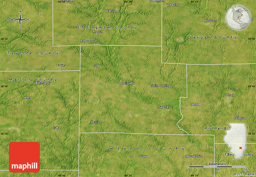 Satellite Map of Clay County