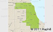 Physical Map of Cook County, shaded relief outside