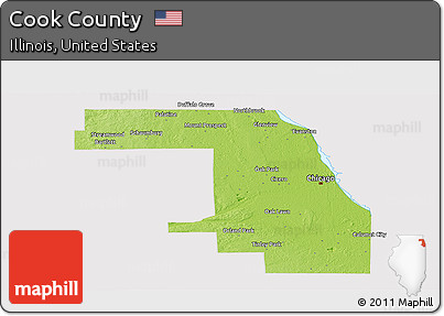 Physical Panoramic Map of Cook County, cropped outside