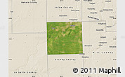 Satellite Map of Kendall County, shaded relief outside