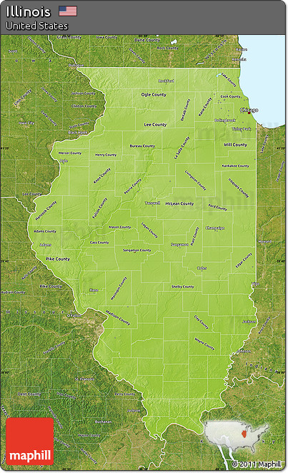 Physical Map Of Illinois Free Physical Map Of Illinois, Satellite Outside
