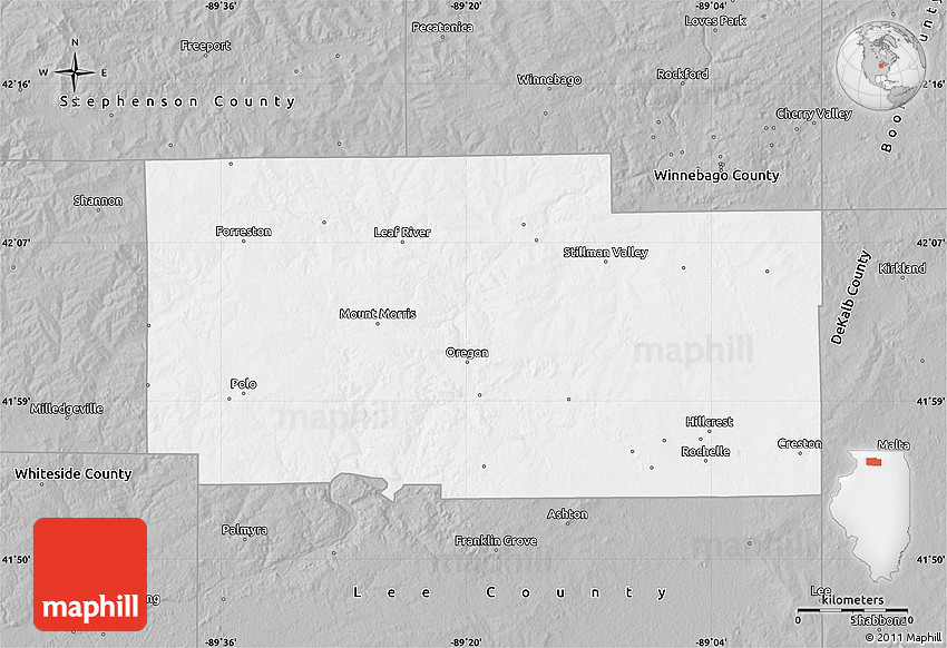Gray Map of Ogle County