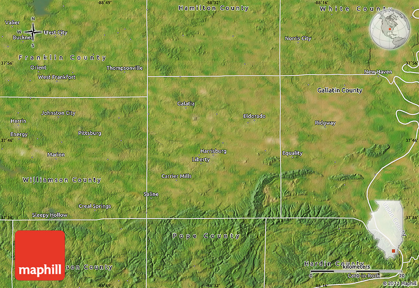 Satellite Map of Saline County