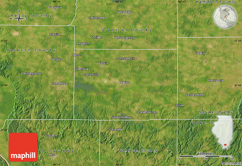 Satellite Map of Williamson County