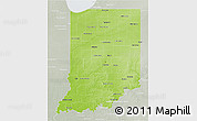 Physical 3D Map of Indiana, lighten, semi-desaturated