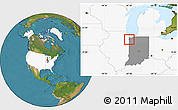 Satellite Location Map of ZIP code 46303, highlighted country, highlighted state
