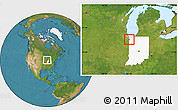 Satellite Location Map of ZIP code 46303, highlighted state
