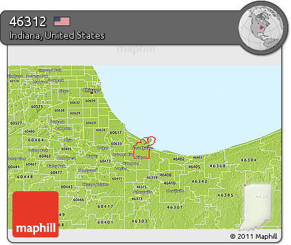 Physical 3D Map of ZIP Code 46312