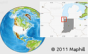 Physical Location Map of ZIP code 46322, highlighted country, highlighted state