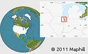 Satellite Location Map of ZIP code 46324, highlighted country, highlighted county
