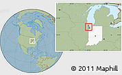 Savanna Style Location Map of ZIP code 46324, highlighted county, highlighted state, hill shading